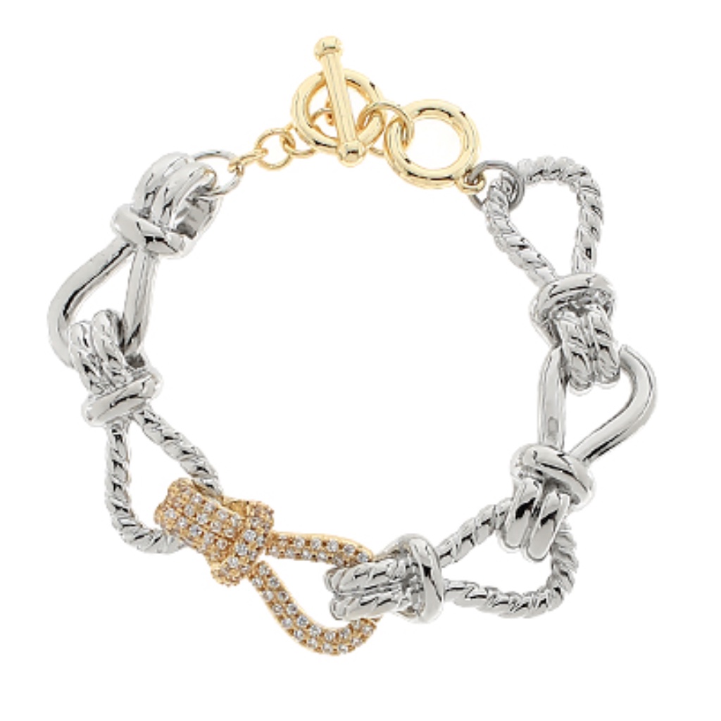 Cz Buckle Center Link Chain Bracelet